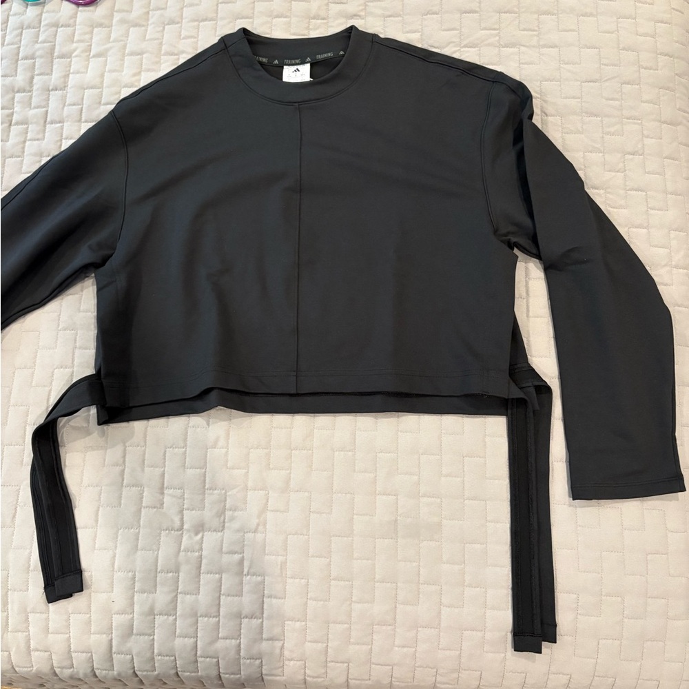 Adidas Black Cropped Long Sleeve Sweatshirt